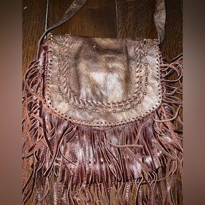 Leather purse with fringe